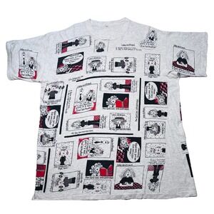 Vintage 90s Single Stitch AOP Comic‎ Graphic T Shirt Oversized XL Humor Novelty
